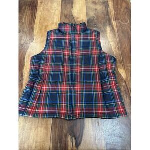 TALBOTS plaid vest Macbeth Tartan Down Filled Quilted Down Filled Large P Womens